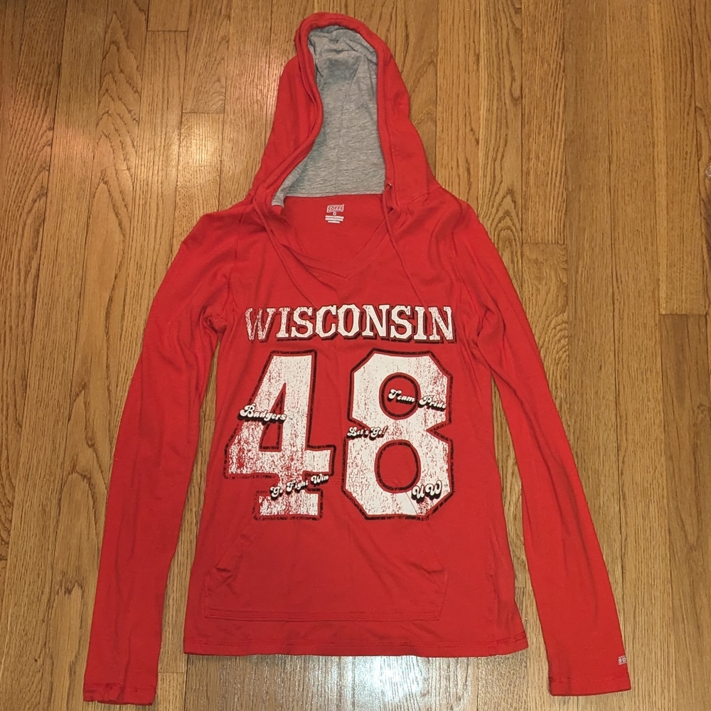 Long sleeve hooded Wisconsin shirt